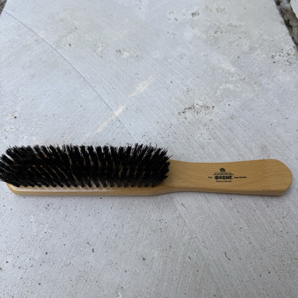 Kent CG1 Handcrafted Clothes Brush Wood Handle Natural Boar Bristle England